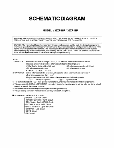 Toshiba 32ZP18P Schematics Section pages 1 to 19 extracted for uplaoding.